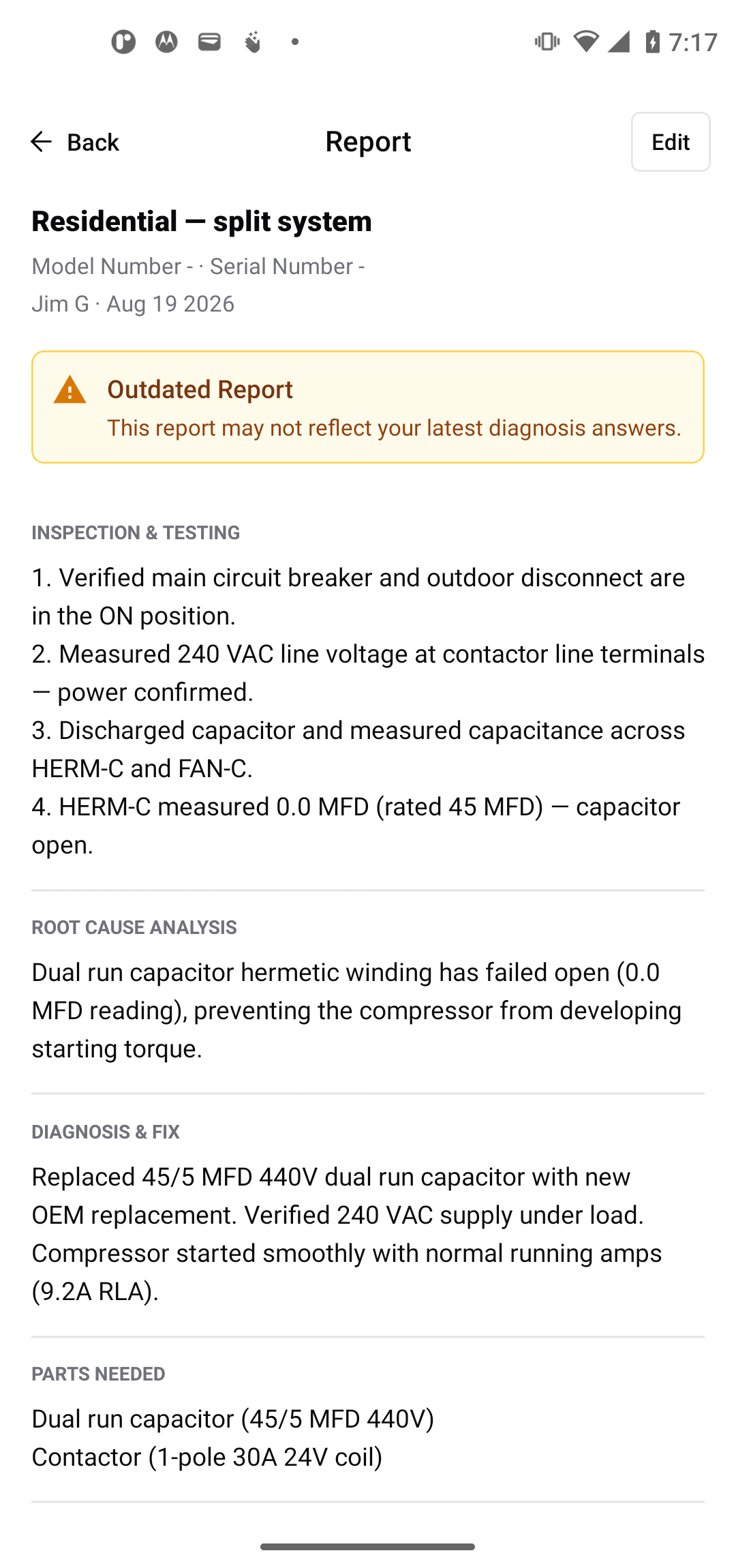 Android &middot; report screen